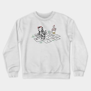 Cat And Chicken Playing Hopscotch Crewneck Sweatshirt